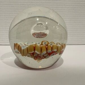 Vintage Large Italian Murano Millefiori Glass Paperweight 3”x3.25